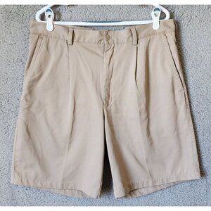 Nike Fit Dry Tan Khaki Swoosh Logo Golf Shorts Men's Size 36 100% Polyester
